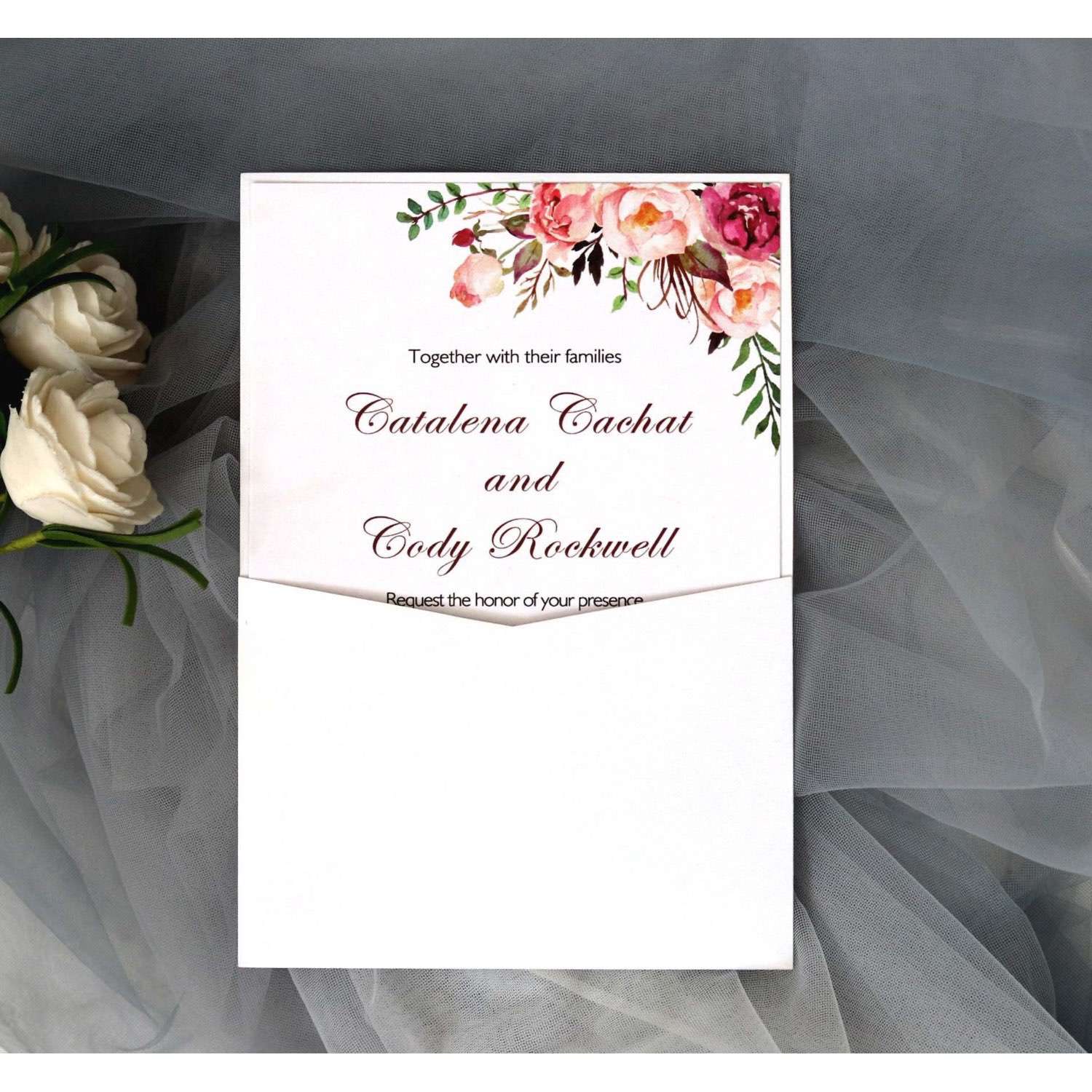 Pocket Invitation With Envelope Laser Cut Paper Modern Invitation Card